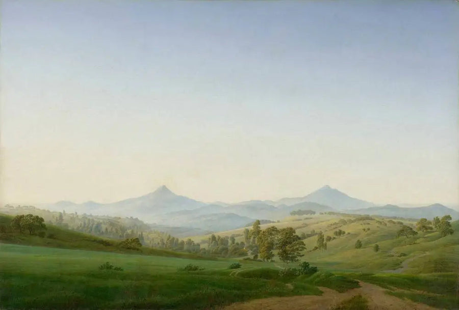 Paysage de Bohême avec le mont Milleschauer - Caspar David Friedrich image 1 reproduction réalisée par Alpha Reproduction