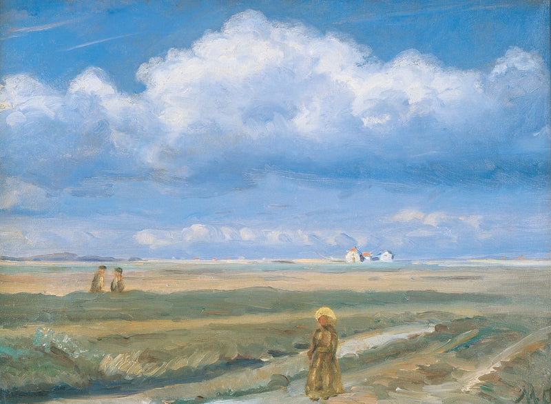 Paisaje de páramos, Skagen, siluetas en primer plano - Michael Peter Ancher