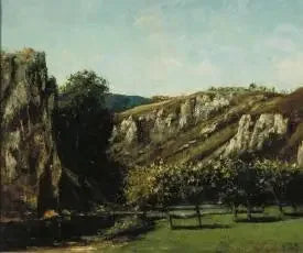 Paisaje de montaña con árboles frutales, Ornans - Gustave Courbet