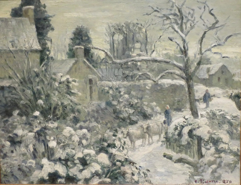 Paisaje de nieve con vacas en Montfoucault - Camille Pissarro