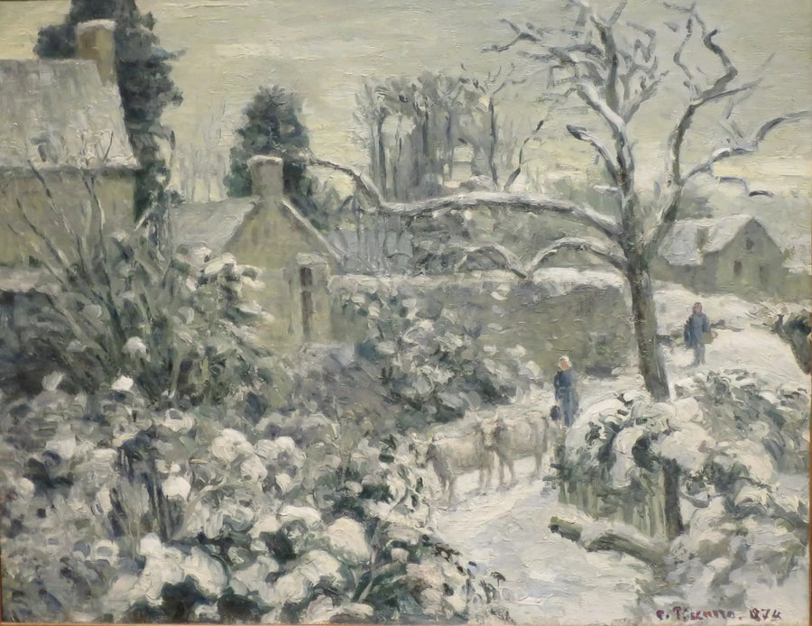 Paisaje de nieve con vacas en Montfoucault - Camille Pissarro
