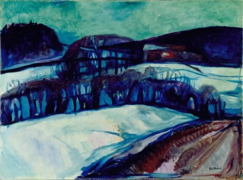 Paisaje de nieve por la noche - Edvard Munch