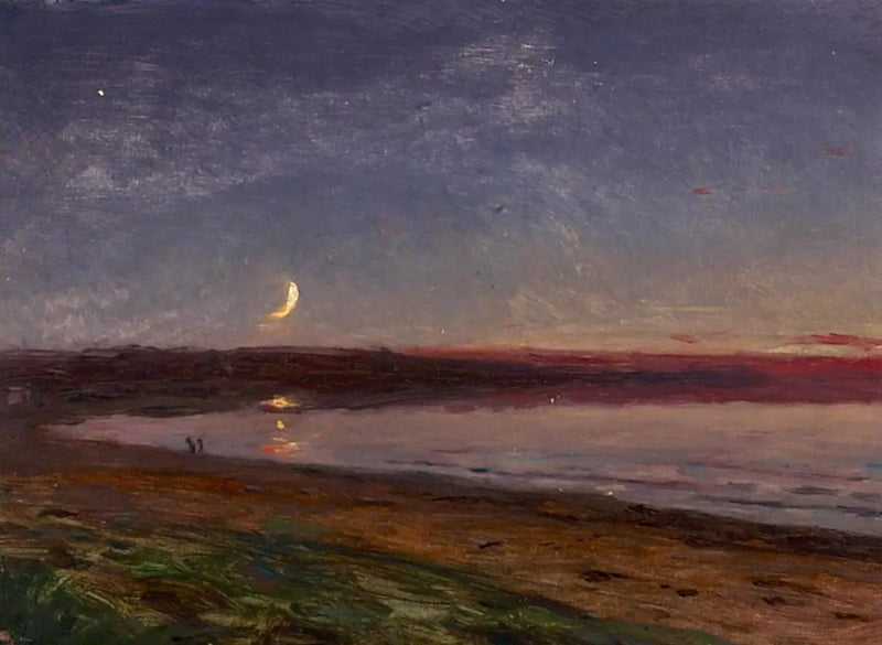 Paisaje de playa en la tarde con dos personajes. - Peder Severin Krøyer