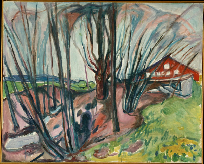Paisaje de primavera en la casa roja - Edvard Munch