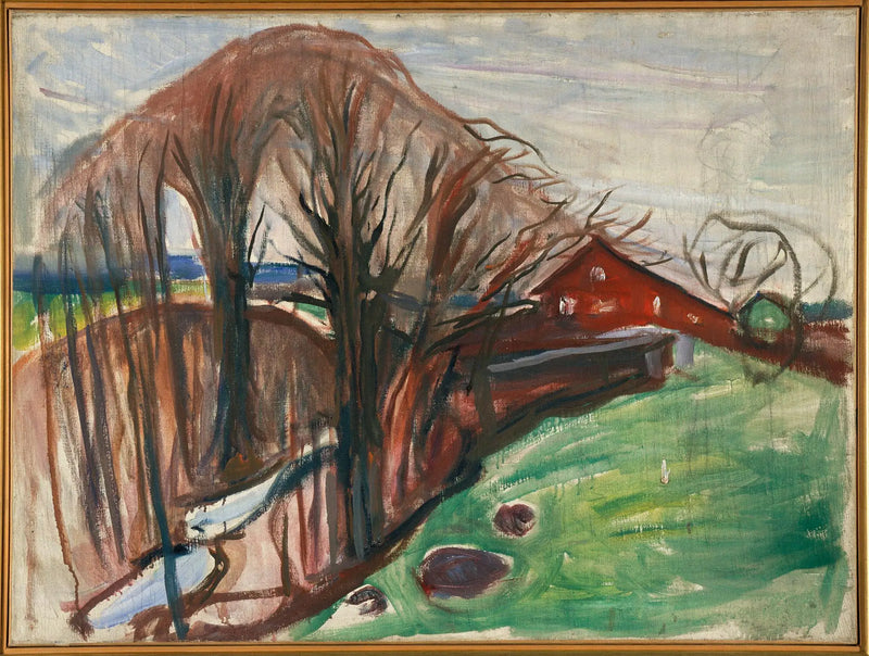Paisaje de primavera en la casa roja - Edvard Munch