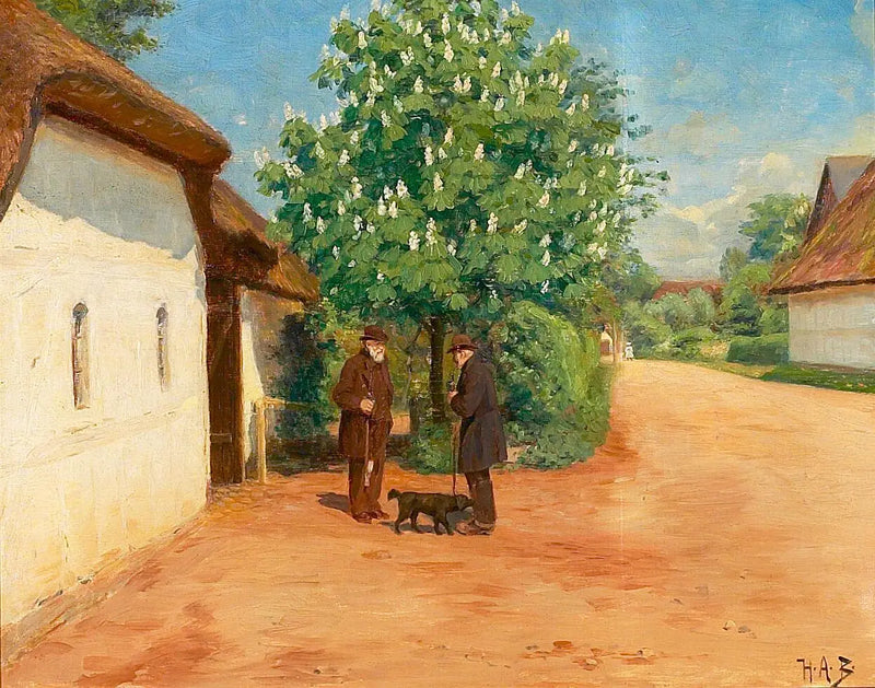 Paisaje de primavera con dos caballeros. - H. A. Brendekilde