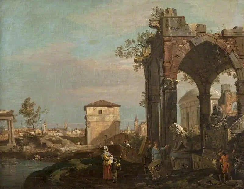 Paisaje de ruinas de Capriccio - Canaletto