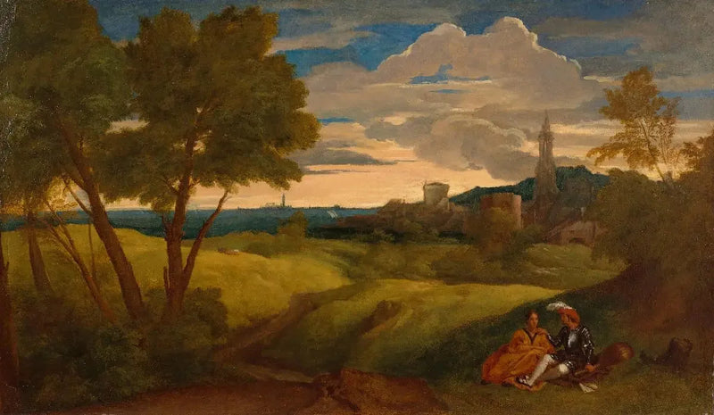 Paisaje de la tarde con una pareja - Tiziano