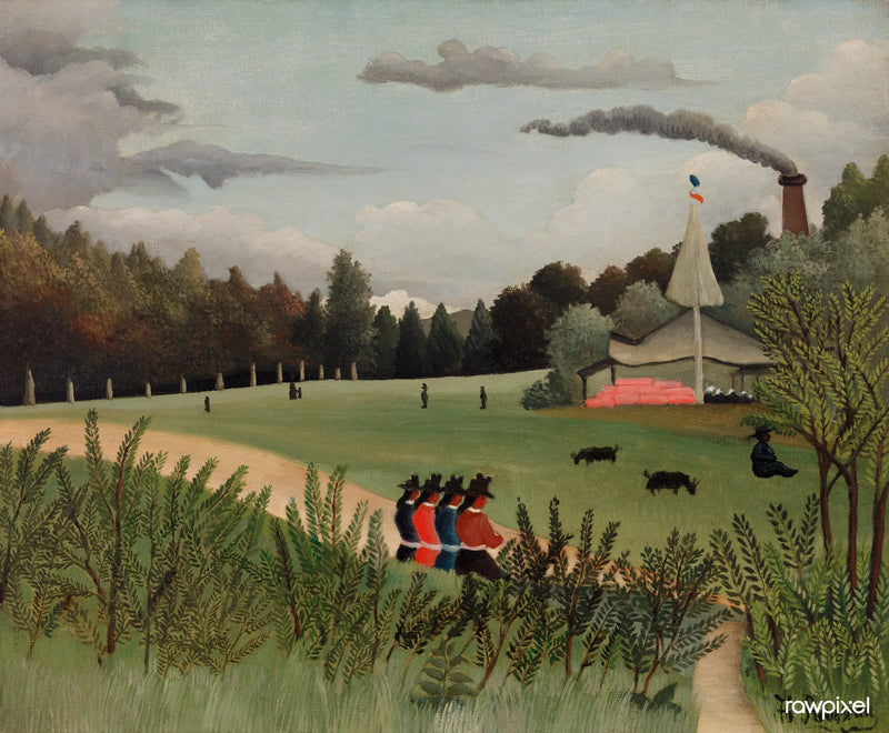 Paisaje y cuatro jóvenes - Henri Rousseau