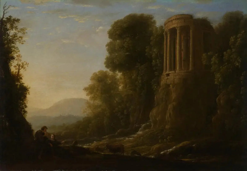 Paisaje fluvial con el templo de Tiburtino en Tivoli - Claude Lorrain