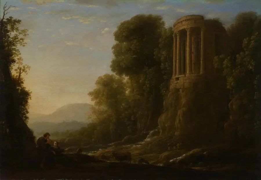 Paisaje fluvial con el templo de Tiburtino en Tivoli - Claude Lorrain