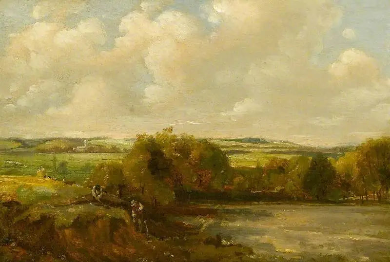 Paisaje fluvial con obreros excavando - John Constable