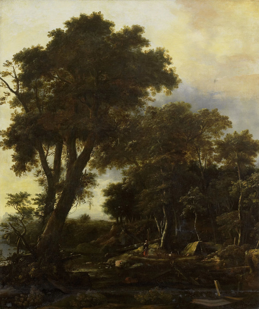 Paysage forestier avec cabane - Roelant Roghman