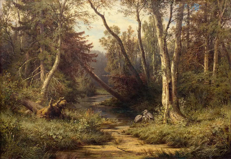Paisaje forestal con garzas - Ivan Chichkine