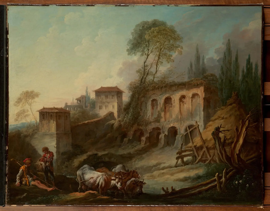 Paisaje imaginario con el monte Palatino desde Campo Vaccino - François Boucher