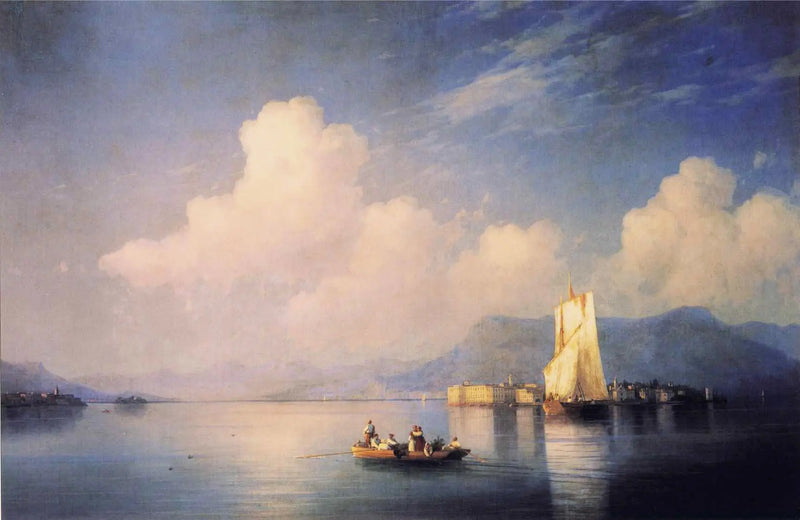Paisaje italiano (Lago Mayor), atardecer - Ivan Aïvazovski
