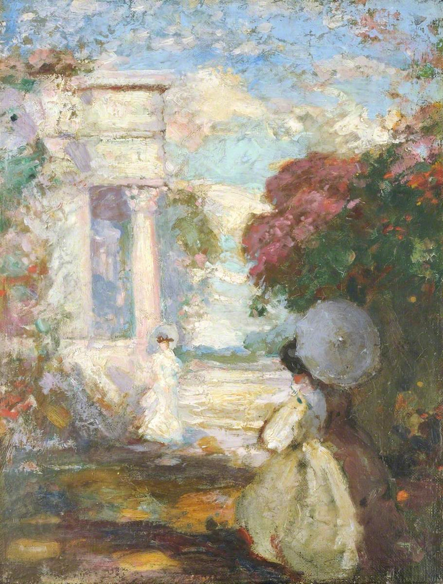 Paisaje lírico con dos personajes en trajes del siglo XIX - Charles Conder
