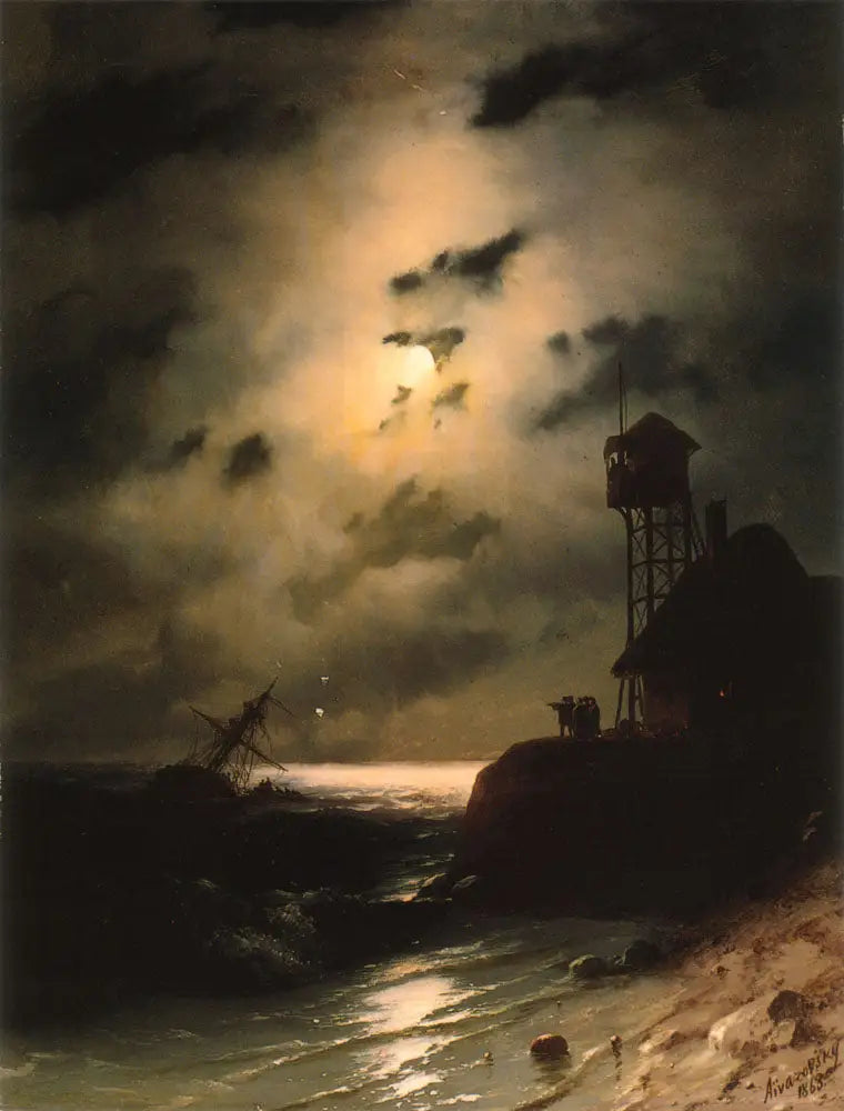 Paisaje marino con luz de la luna y naufragio - Iván Aïvazovski