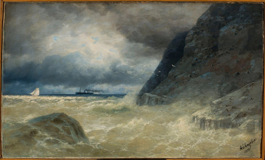 Paisaje marino con un barco de vapor. - Ivan Aïvazovski