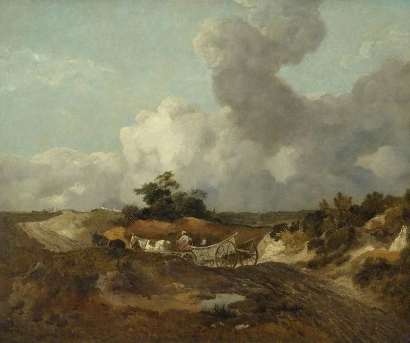 Paisaje abierto con carreta de campo en un camino ondulado - Thomas Gainsborough