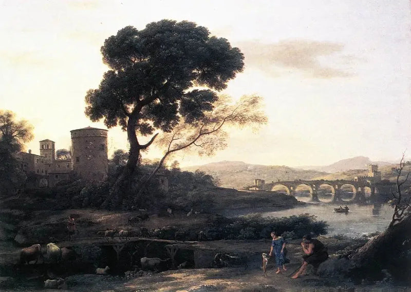 Paisaje pastoral con el puente Milvio - Claude Lorrain