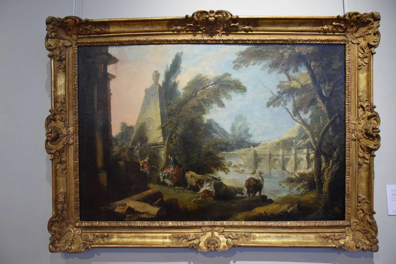 Paisaje pastoral con obelisco - François Boucher