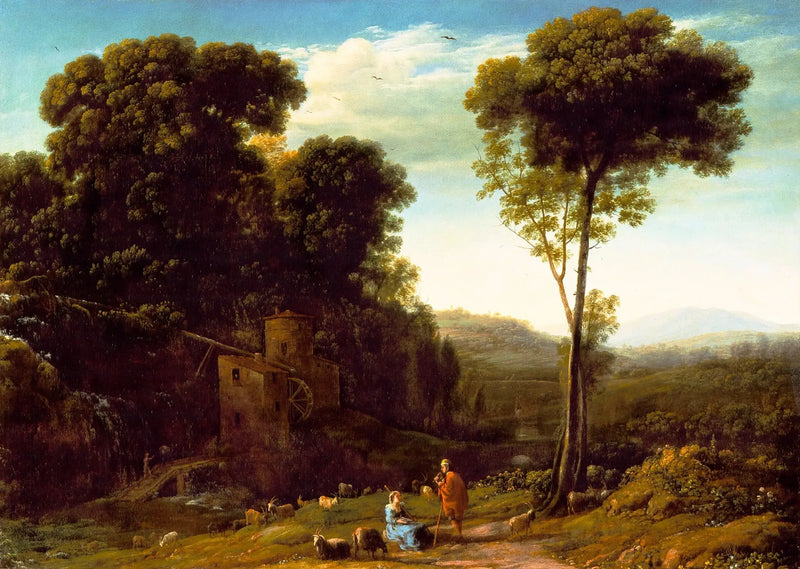 Paisaje pastoral con un molino - Claude Lorrain