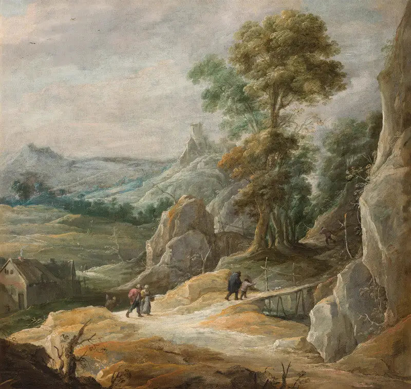 Paisaje rocoso con peregrinos - David Teniers el Joven