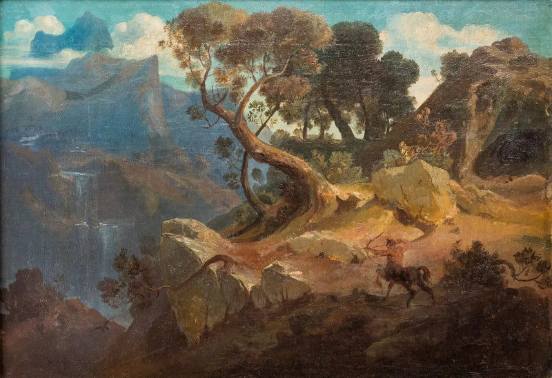 Paisaje rocoso con un centauro en caza - Arnold Böcklin