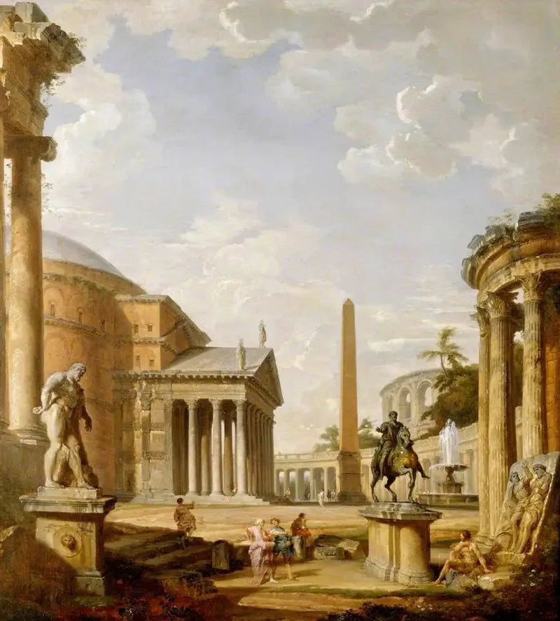 Paisaje romano con el Panteón - Giovanni Paolo Panini