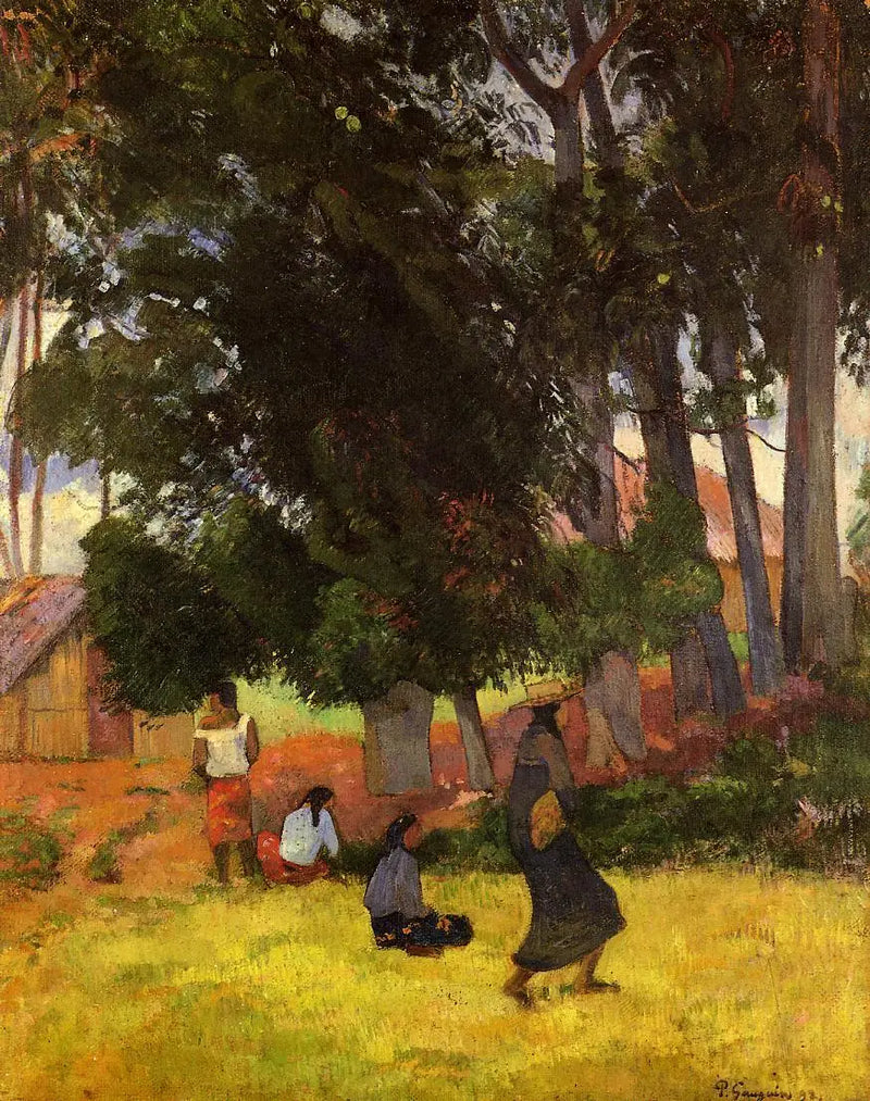 Paisaje tahitiano con personajes - Paul Gauguin