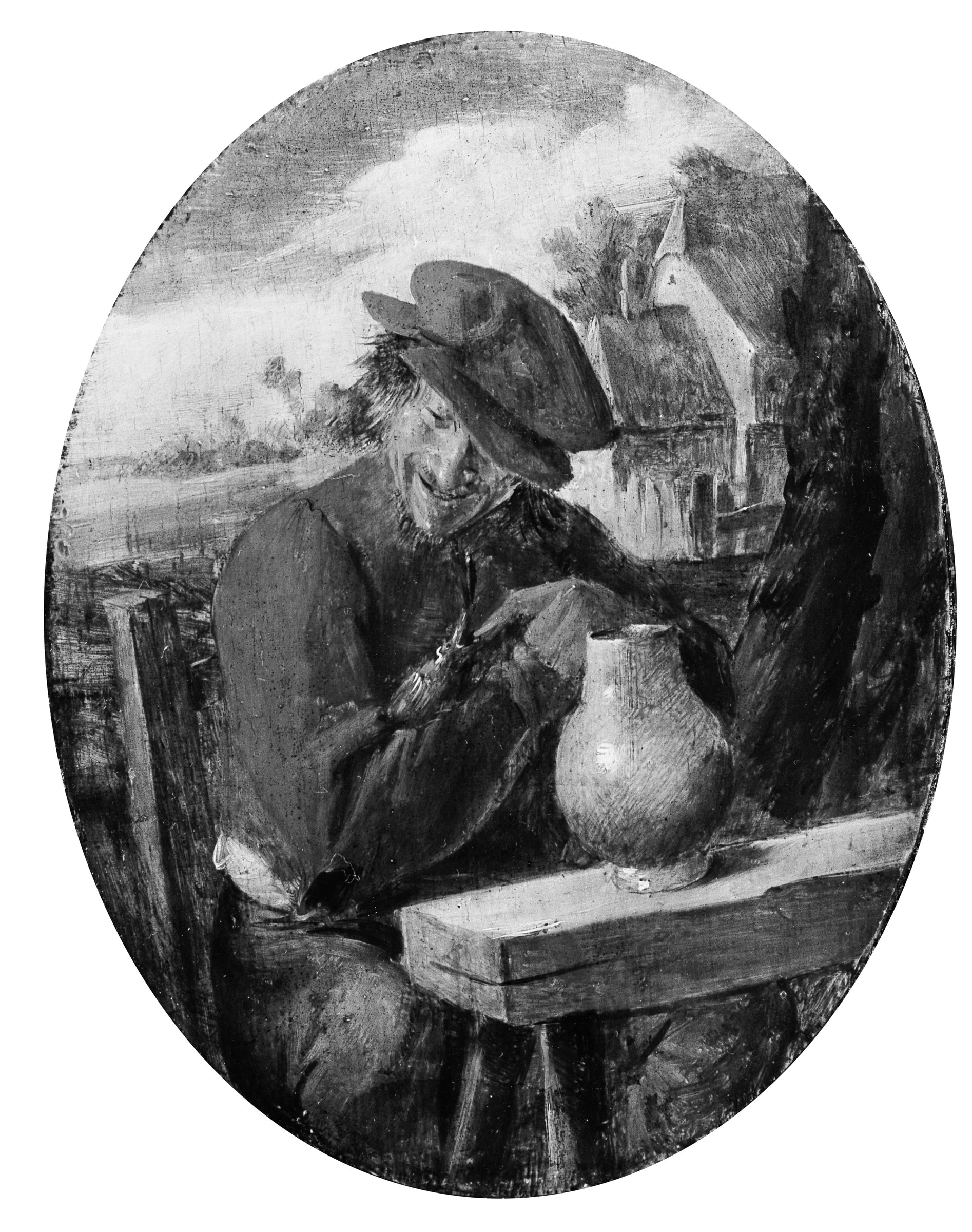 Un paysan avec un oiseau - Adriaen Brouwer
