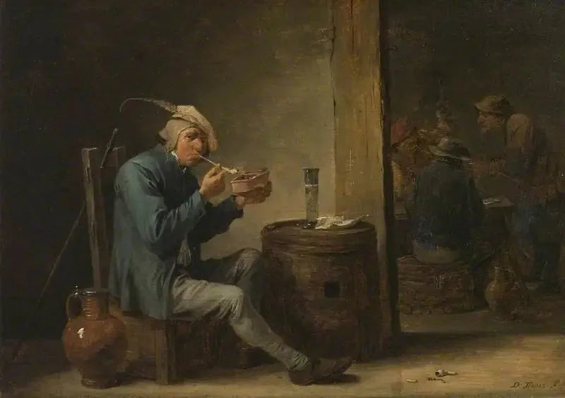 Paysano fumando en un interior (Pasatiempos flamencos, Interior) - David Teniers el Joven