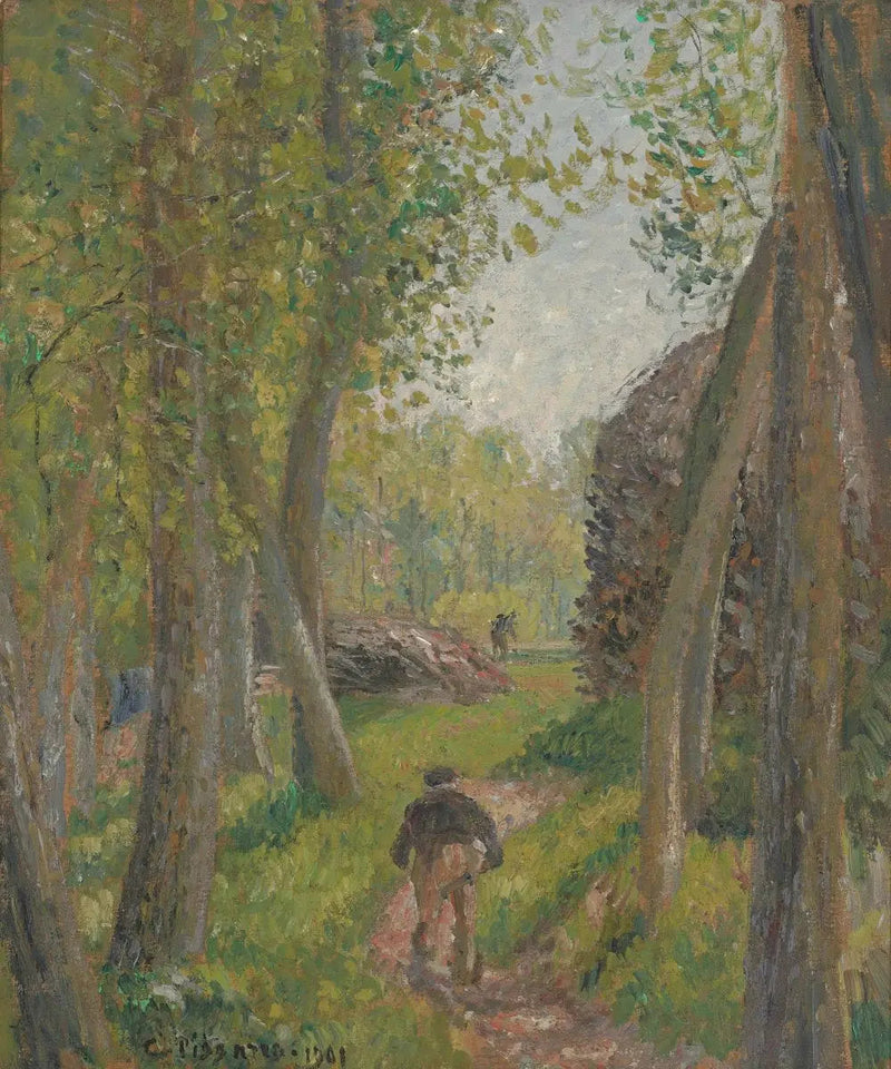 Campesino visto de espaldas en un sotobosque, Moret - Camille Pissarro