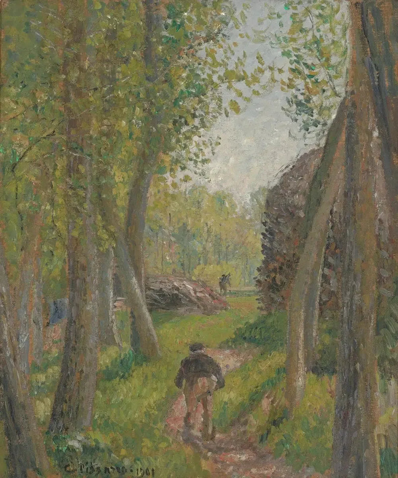 Campesino visto de espaldas en un sotobosque, Moret - Camille Pissarro