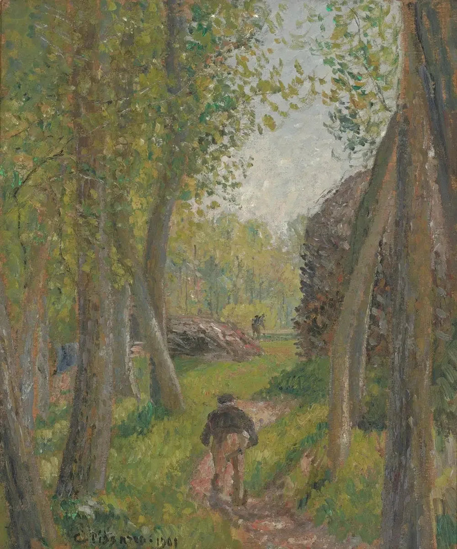 Campesino visto de espaldas en un sotobosque, Moret - Camille Pissarro