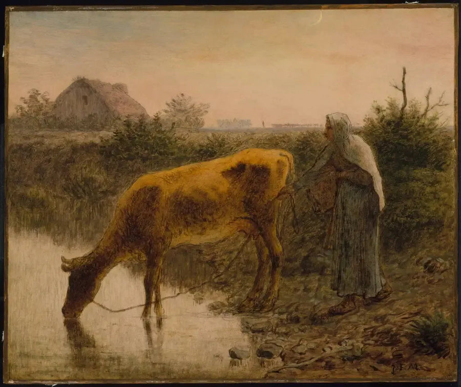 Paysanne abrevando a su vaca - Jean-François Millet