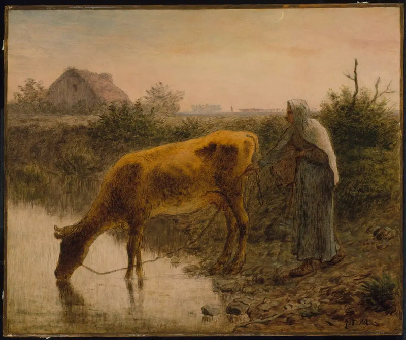 Paysanne abrevando a su vaca - Jean-François Millet