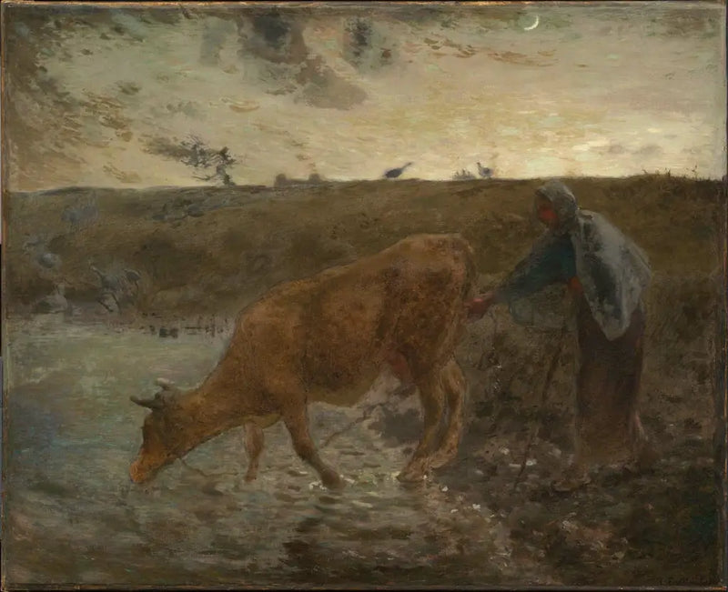 Paysanne abrevando a su vaca, tarde - Jean-François Millet
