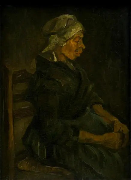 Paysanne assise avec un bonnet blanc - Vincent van Gogh image 1 tableau peint à l’huile sur toile