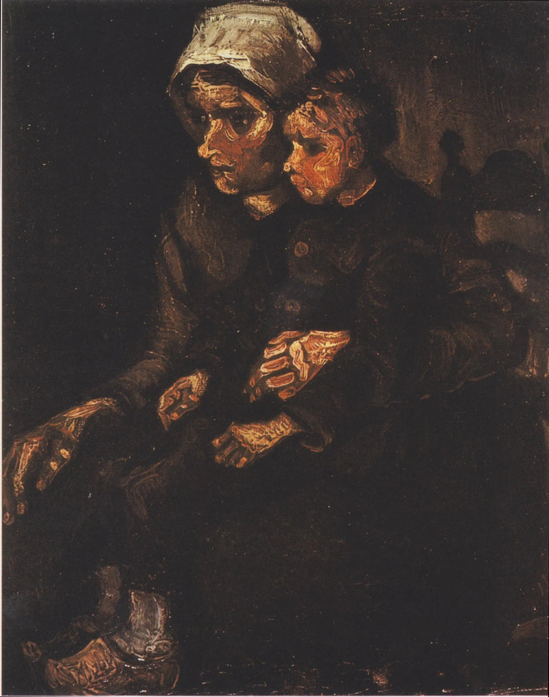 Campesina con un niño en sus piernas - Vincent van Gogh