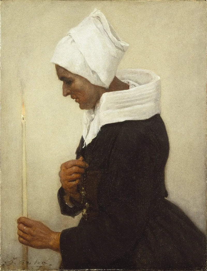 Campesina bretona sosteniendo una vela - Jules Breton
