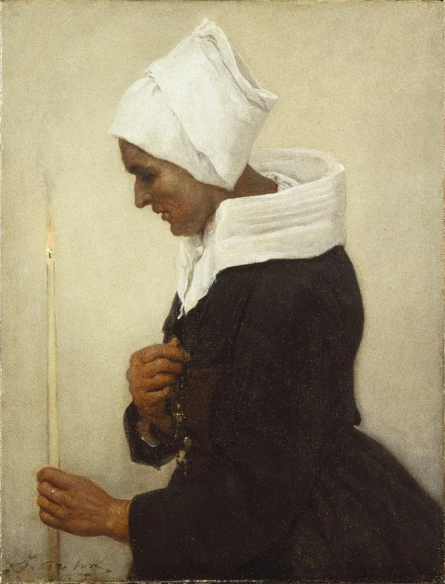 Campesina bretona sosteniendo una vela - Jules Breton