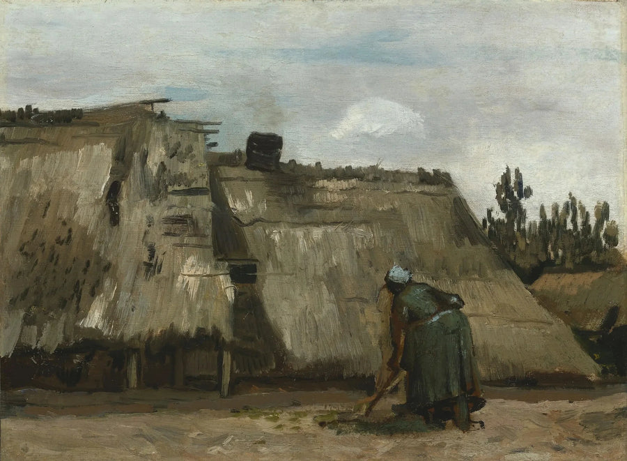 Una campesina cavando frente a su cabaña - Vincent van Gogh