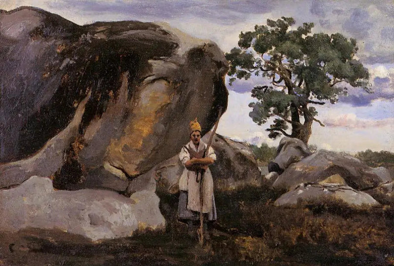 Campesina en el bosque de Fontainebleau - Jean-Baptiste Camille Corot