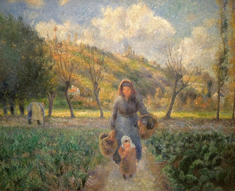 Campesina y niño regresando de los campos, Auvers-sur-Oise - Camille Pissarro