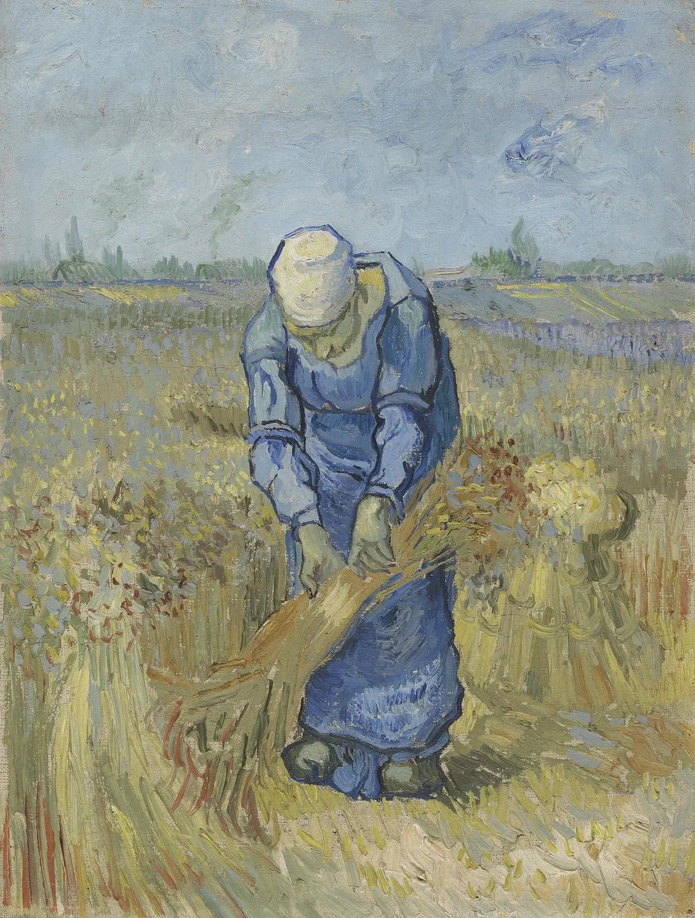 Paysanne liant des gerbes (d'après Millet) - Vincent van Gogh image 1 reproduction de peinture à l’huile