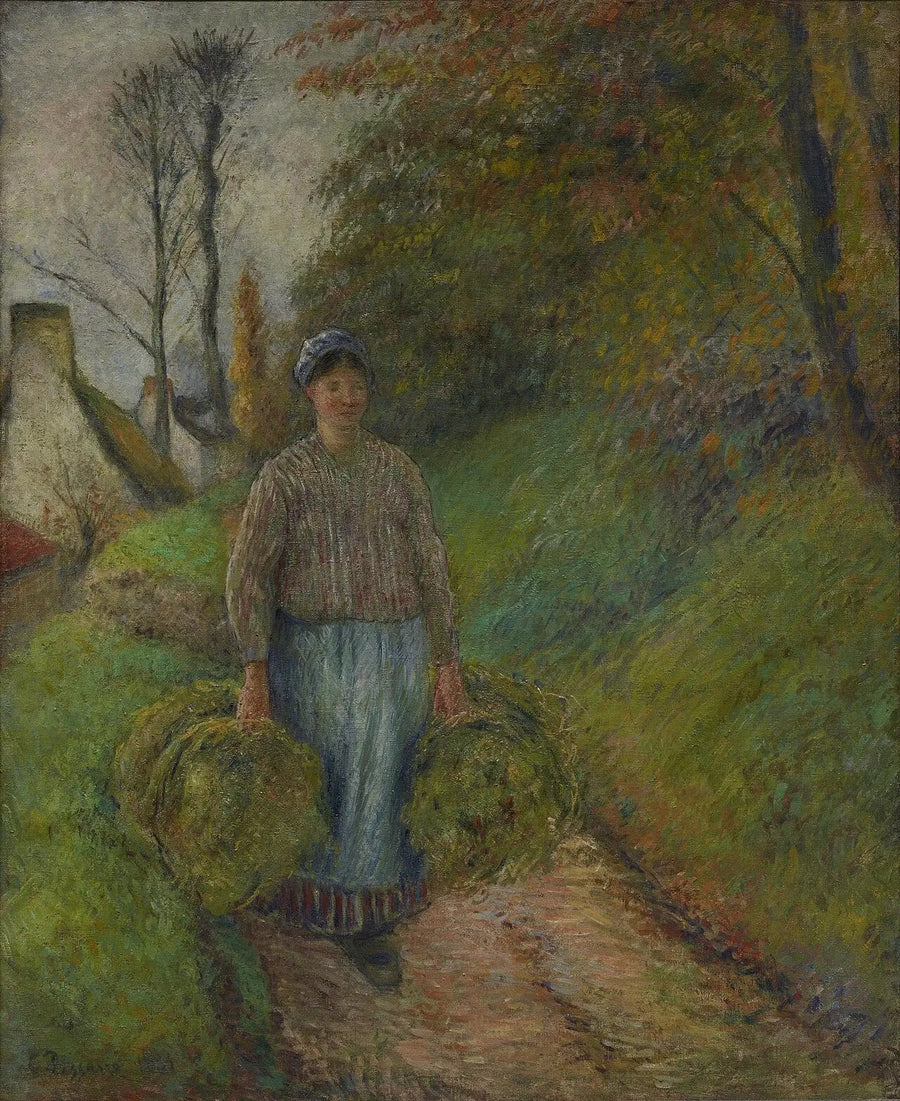 Campesina llevando dos fardos de heno - Camille Pissarro