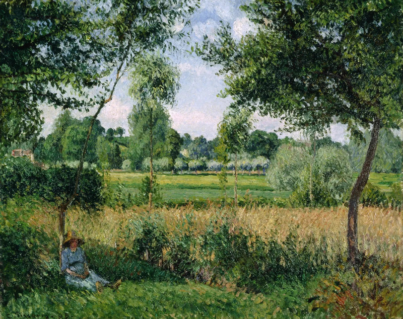 Campesina descansando al pie de un árbol, efecto de sol, Éragny - Camille Pissarro