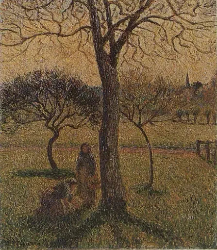 Campesinas cerca de una nuez - Camille Pissarro